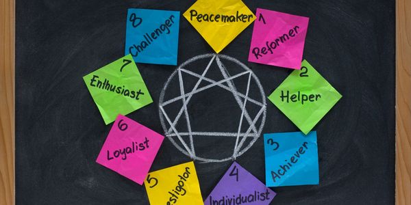 Color-coded Enneagram diagram representing leadership development and team dynamics through personality-based coaching