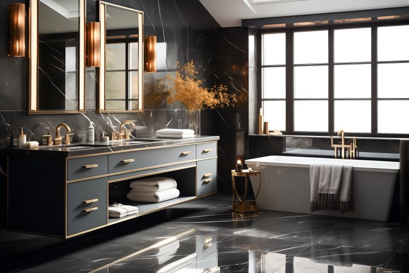 luxury wood and marble toilet and bathroom with built in