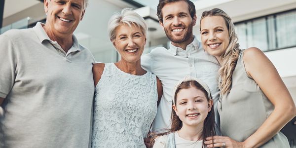 A family smiling through generations.