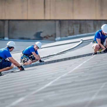 Commercial roofing in progress