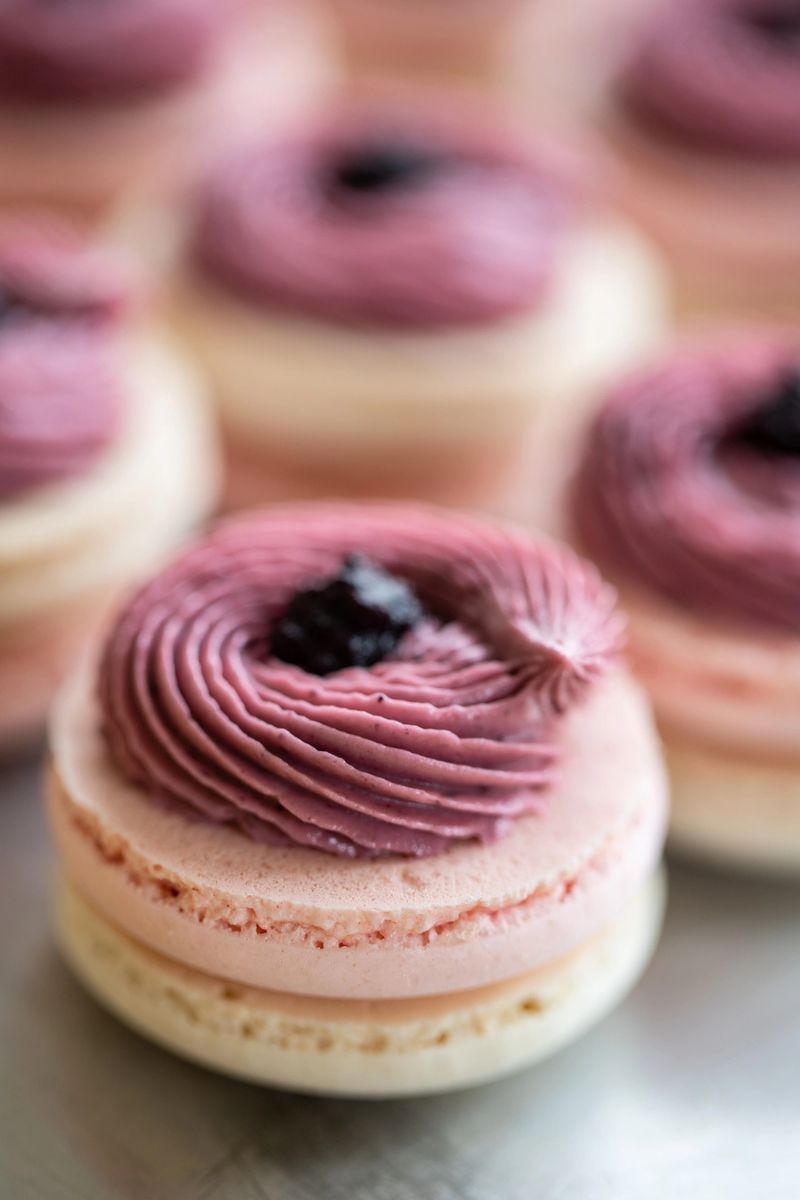 Sweet blueberry macarons