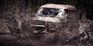 A car stuck in the mud.