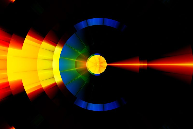 Docking and berthing of spacecraft closeup fractal 3D illustration bright colorful background. A close-up of the aircraft's docking ports against the black background of the vacuum of space. This illustration can be used for scientific projects, articles, programs related to space and science fiction, futuristic book covers.