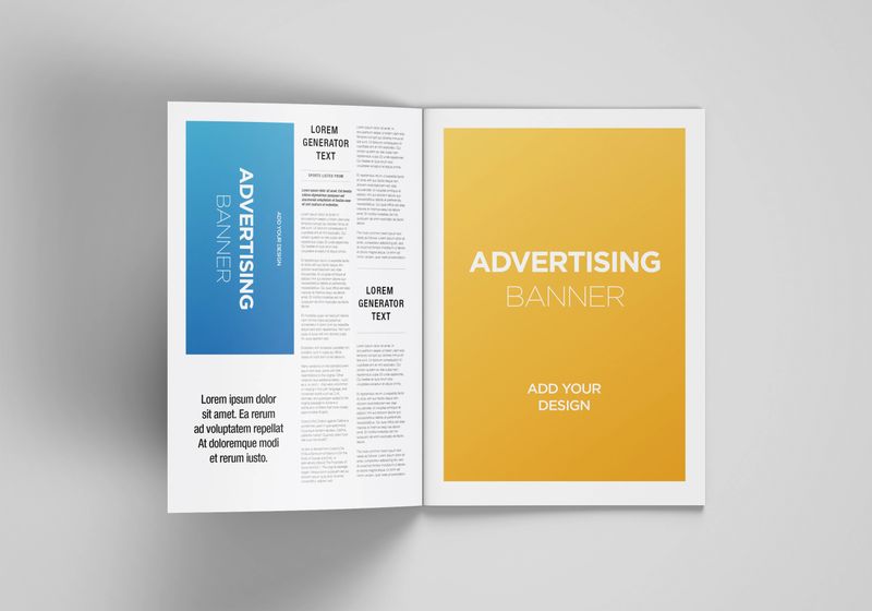 Newspaper Advertising Magazine Brochure Mockup 3D Rendering