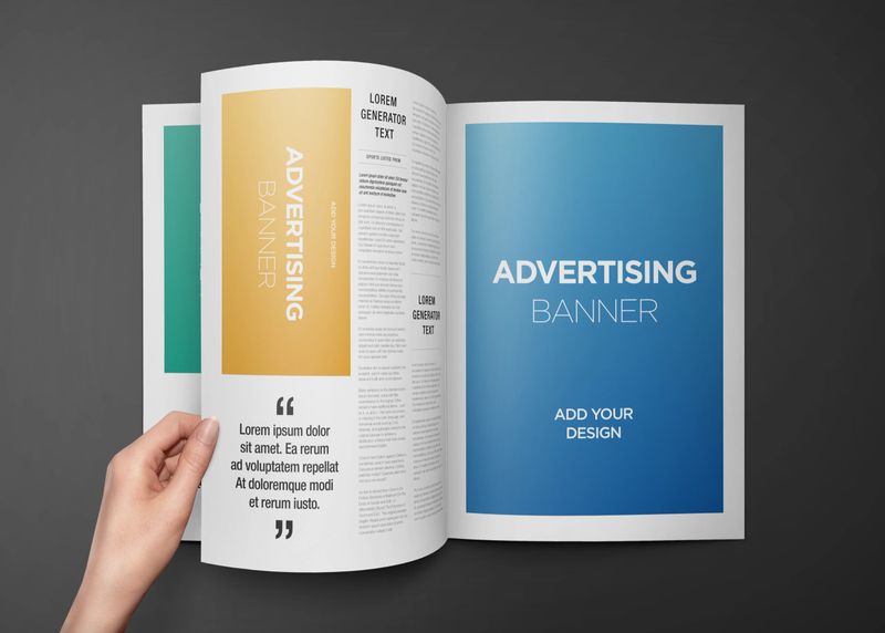 Hand Holding Newspaper Advertising Magazine Brochure Mockup