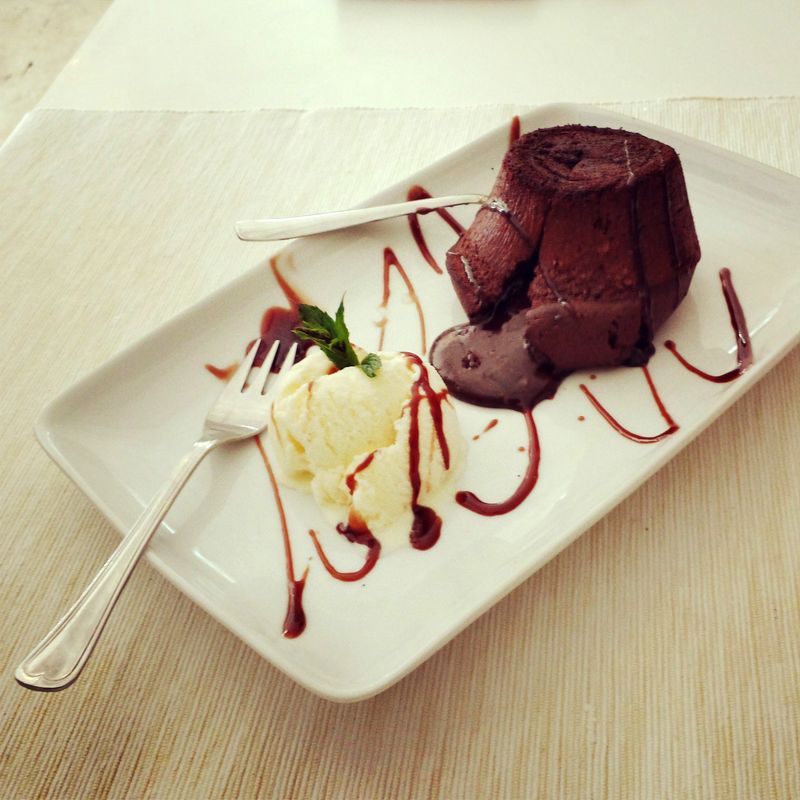 Chocolate souffle. Mobilestock photo. Captured with Samsung Galaxy S4.Instagram effects used.