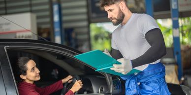 Technician completing smog check and emissions testing Busy Boots Automotive in Las Vegas