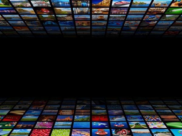 A digital wall of colorful, diverse images extending into the distance.