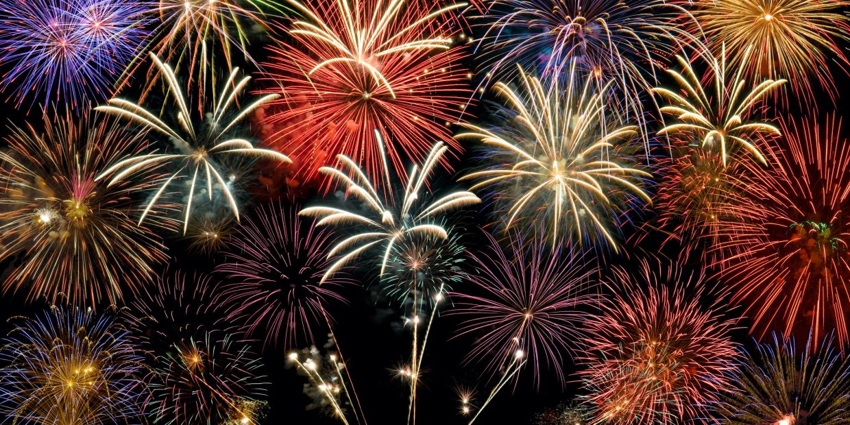 Colorful fireworks lighting up the night sky.