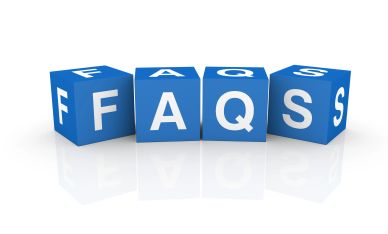 Blue blocks spelling FAQs.