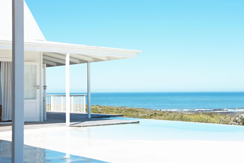 Beautiful seascape from the beach house on a bright sunny day
