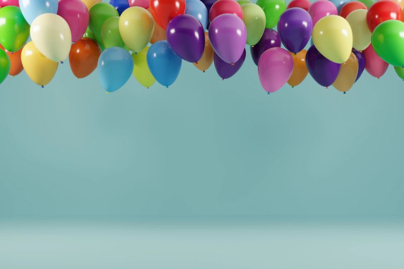 Celebration concept with multi colored balloons. (3d render)