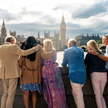 A small group looking at the London skyline together dreaming of their privately designed small-grou