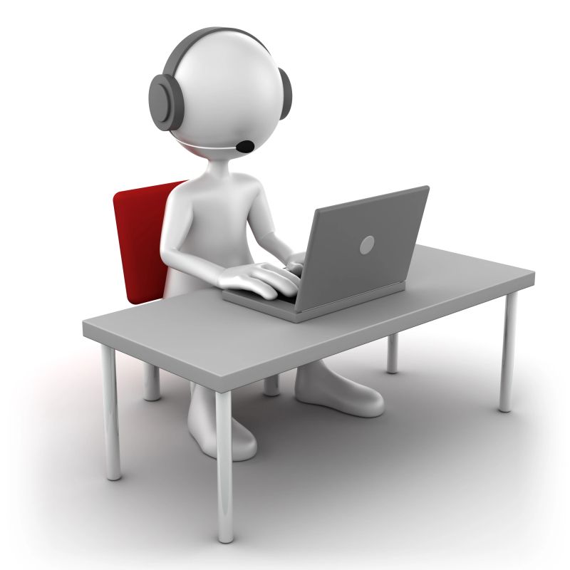 "3d Man at support desk, isolated with clipping path"