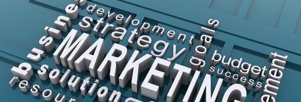 3D words related to marketing and business strategy.