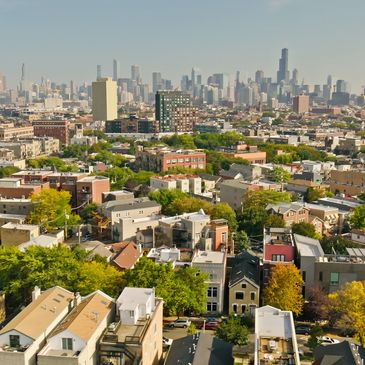 Residential buildings within the Chicago skyline