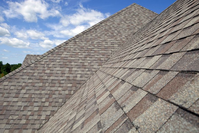 A well-maintained residential roof with clear blue skies in the background.