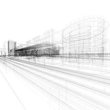 Esboço arquitetônico de edifícios urbanos.