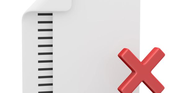 A document icon with a red cross mark symbolizing deletion or error.