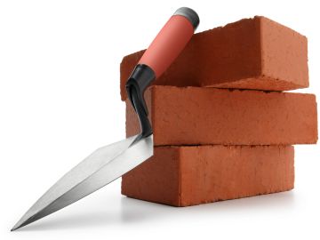 Tuğlalar ve mala aleti.