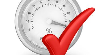 Gauge showing 90% with a red check mark.