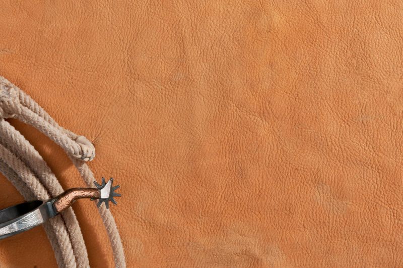 "A Western theme of raw hide,lasso and spurs. Copy space."