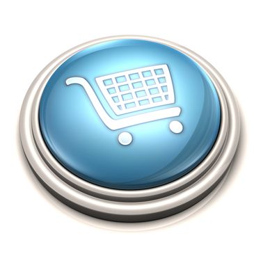 Blue button with a white shopping cart icon.