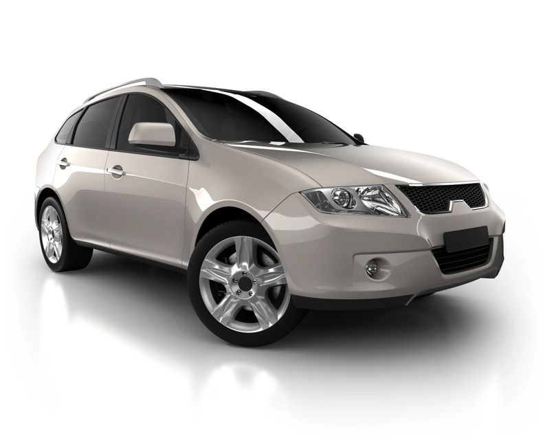 "Brandless, generic SUV car in studio - isolated on white"