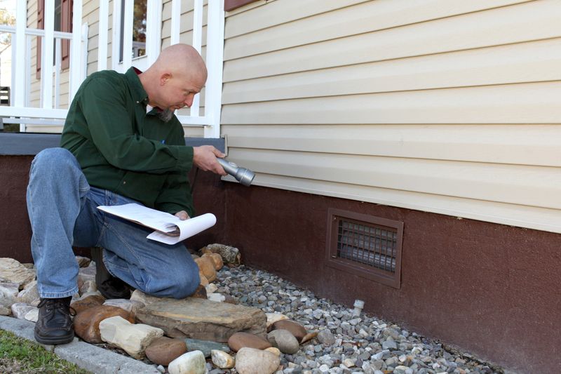 Contractor checking the fondation on a home.