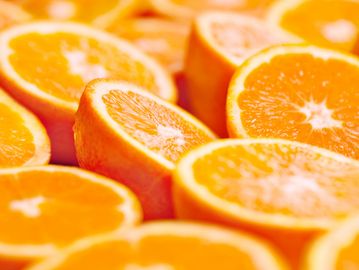 Close-up of sliced oranges.