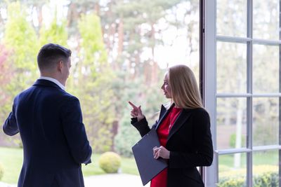 Real estate agent with seller