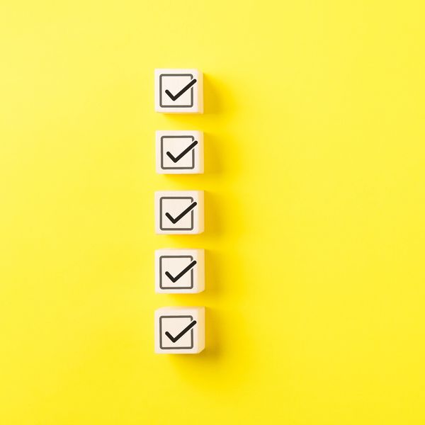 Submission checklist with ticked boxes symbolizing completed steps