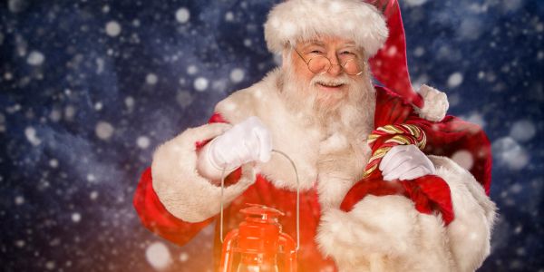 Santa at the ranch with snowfall