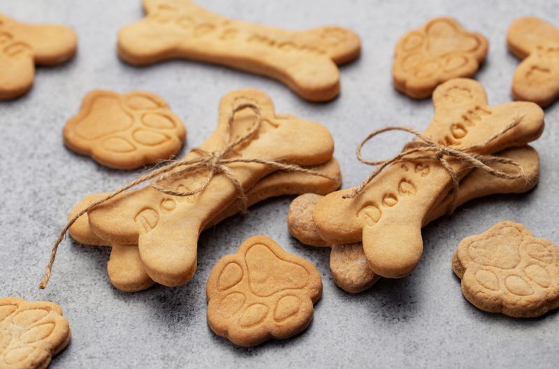 Homemade organic dog biscuits.  Cookies for dog with different shape