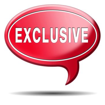Red speech bubble with the word EXCLUSIVE.