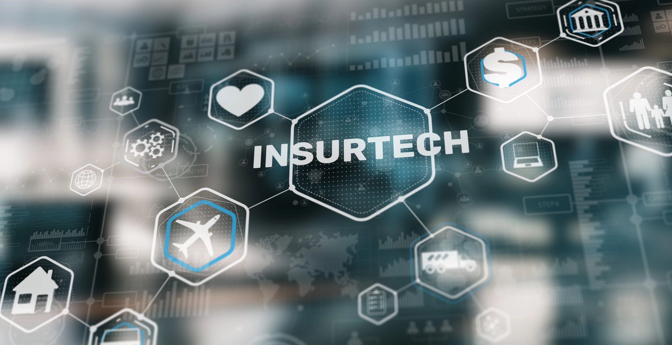 Digital insurance technology concept with INSURTECH text.