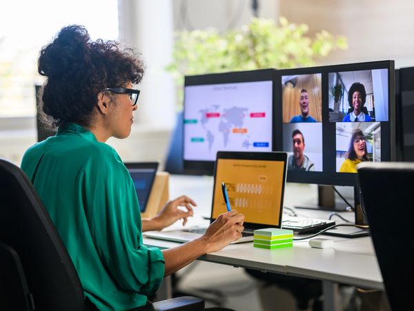Person attending video conference call