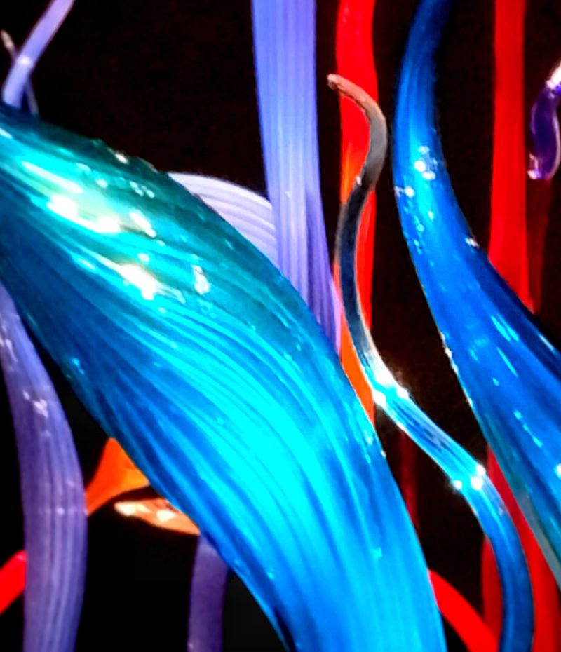 An ornate display of tall spindle variated glass ornaments.