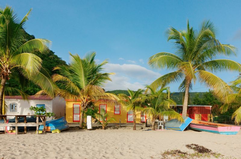 Caribbean colorful fishing village on the beach, Martinique