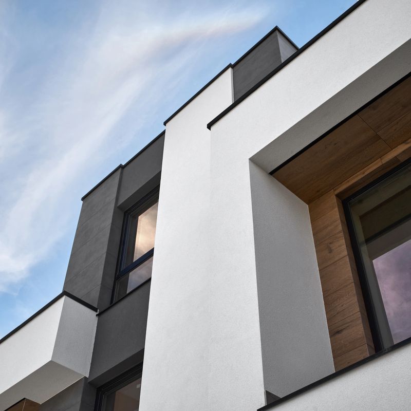 Contemporary Residential Building Exterior in the Daylight.
