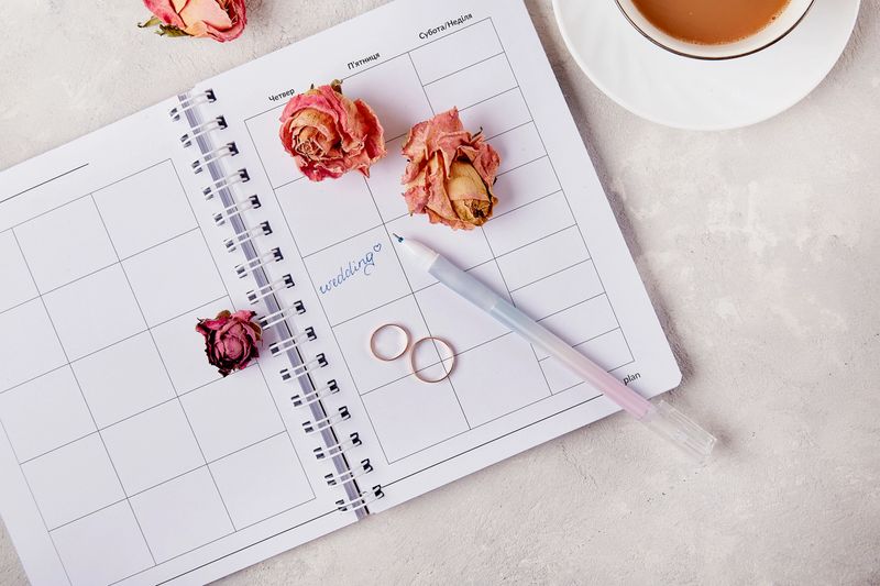 Wedding Planning Bliss -A Collection of Dreamy Inspirations - calendar, rings and flowers, wedding checklist.