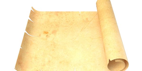 An old, partially unrolled parchment scroll with a weathered texture.