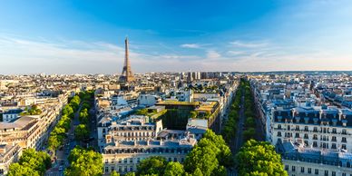 View of Paris with the Eiffel Tower standing tall.