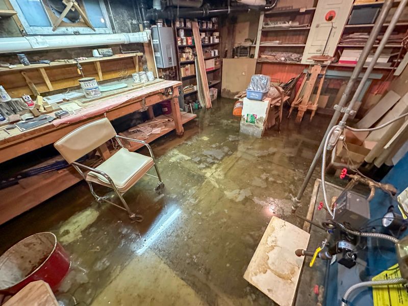 A flooded basement after an irrigation leak
