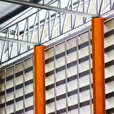 Aluminium and plywood partitions installed in an industrial environment, 