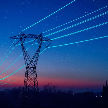 electrical lines at night