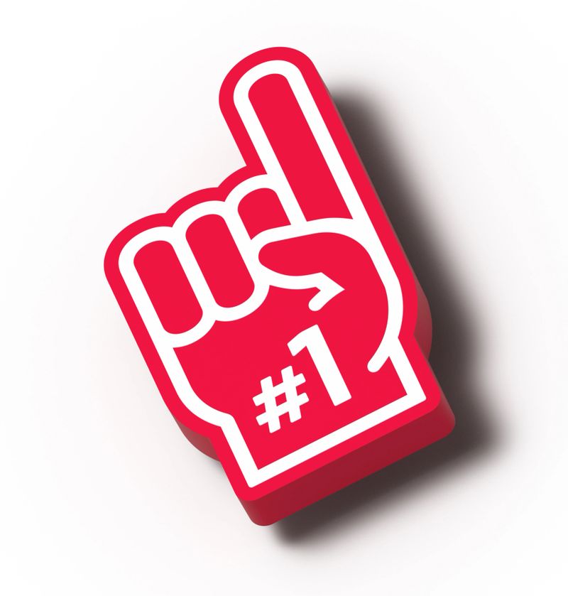 Fan foam finger number one 3D element render.