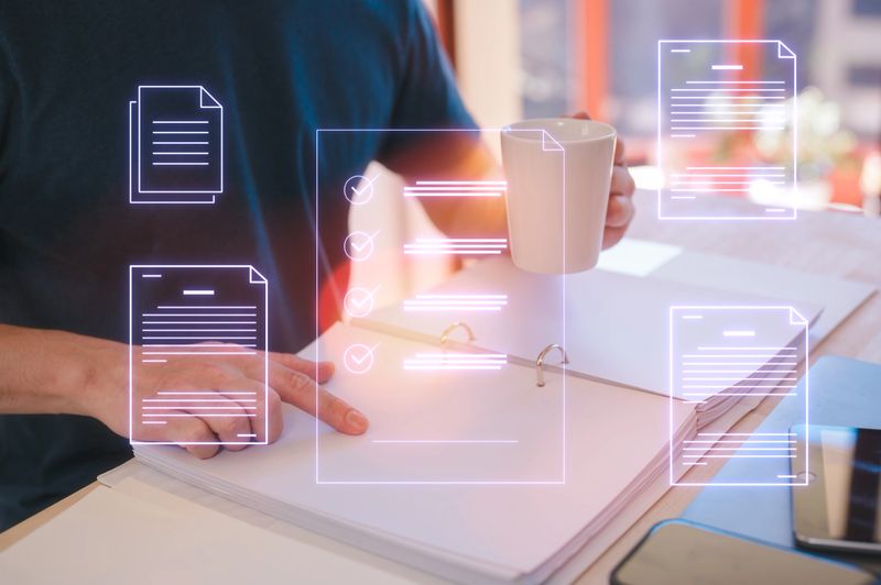 business report document Auditor businessman checking searching document legal prepare paperwork or report for analysis TAX time, accountant Documents data contract partner deal in workplace office