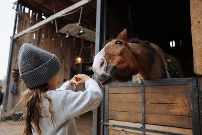 therapy patient with horse before equine therapy
