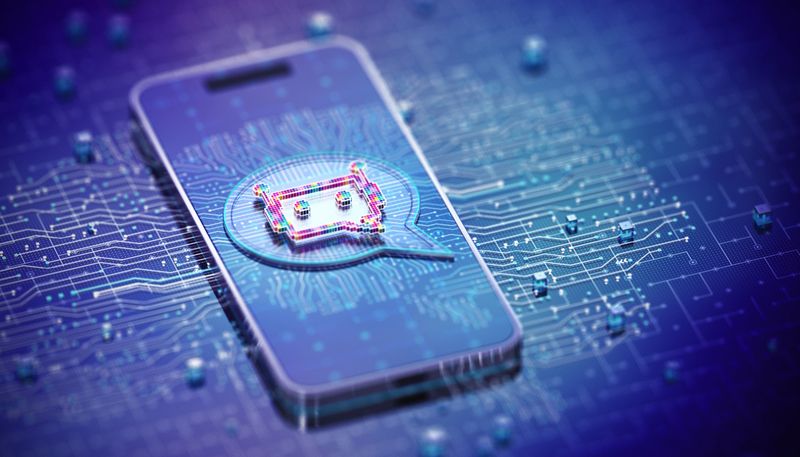 AI on phone technology concept. 3D render